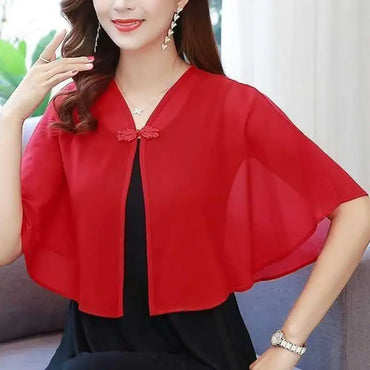 Spring Chiffon Short Outer Wear Sunscreen Shawl Women Sun Clothing Summer Sun Protection Air-Conditioning Cloak Lace Thin Scarf