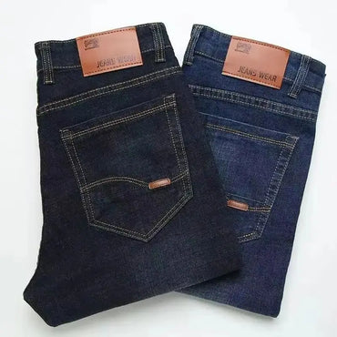2025 New Brand Washed Jeans Trousers Four Season Men's High Quality Jeans Business Casual High Waist Denim Pants