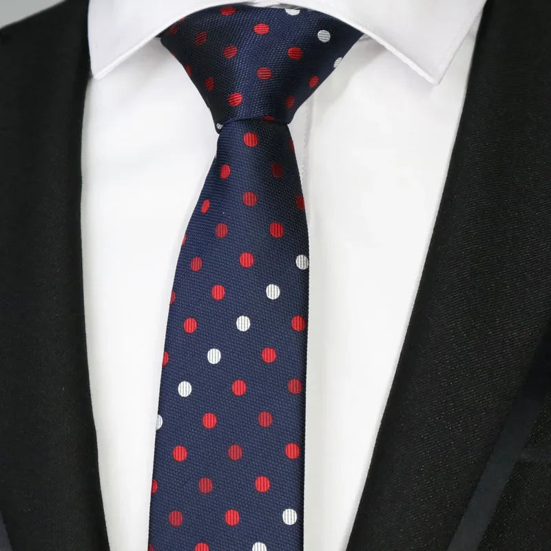 New Slim Narrow Skinny 6CM Mens Necktie Neck Ties For Man Plaids Polka Dot Striped Jacquard Cravat Business Party Corbatas