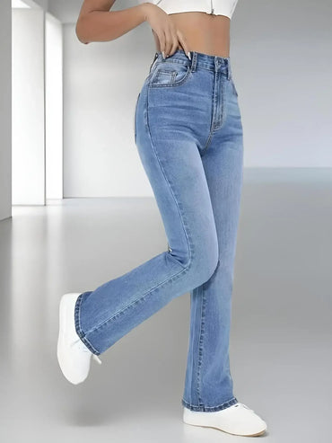 High Quality New Women's Hot Jeans Slimming European American Style Casual Versatile High Waist Washed Denim Trousers For Women