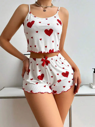 Girl'S Spaghetti Strap Camisoles + Shorts Homewear Print Underwear Pijama Sexy Lingerie Camisoles Tanks Nighty Women Sleepwear