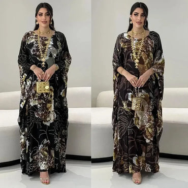 Muslim Dress for Women Chiffon Diamond Party Abaya Dresses Arab Long Robe Morocco Dubai Kaftan Vestidos Jalabiya Ramadan Eid