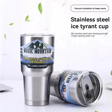 Stainless Steel Large Capacity Thermos Bottle Ice Cube Cup Portable Car Water Bottle Women Men Outdoor Cold Beer Cup Straw Mug