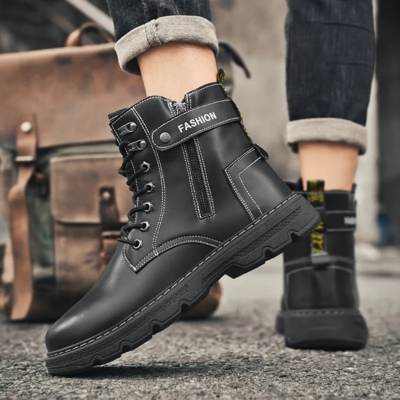 Men's British casual boots four seasons new soft-sole non-slip high-top boots fashion youth outdoor comfort sports tooling boots