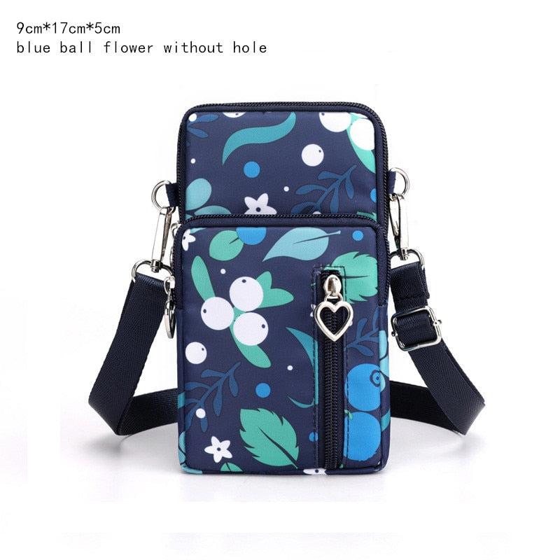 Women's Mini Shoulder Bag Oxford Waterproof Handbag Wrist Pouch Wallet Sports Cell Mobile Phone Bag Crossbody Bags for Girls