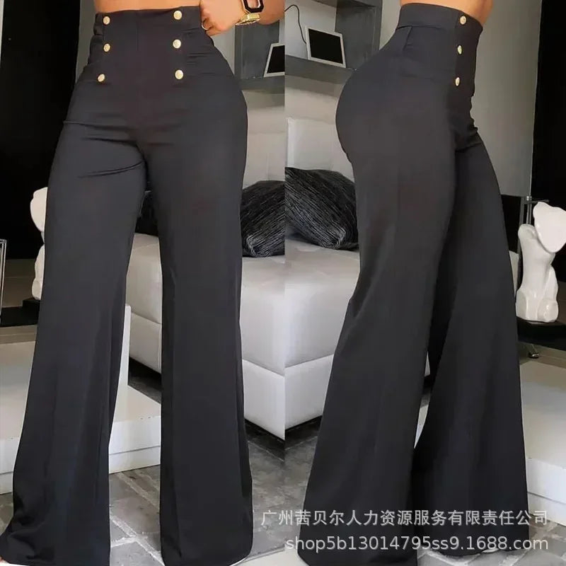 Houndstooth Print High Waist Work Pants Women Plaid Summer Spring Fashion Ankle Length Pants Office Lady