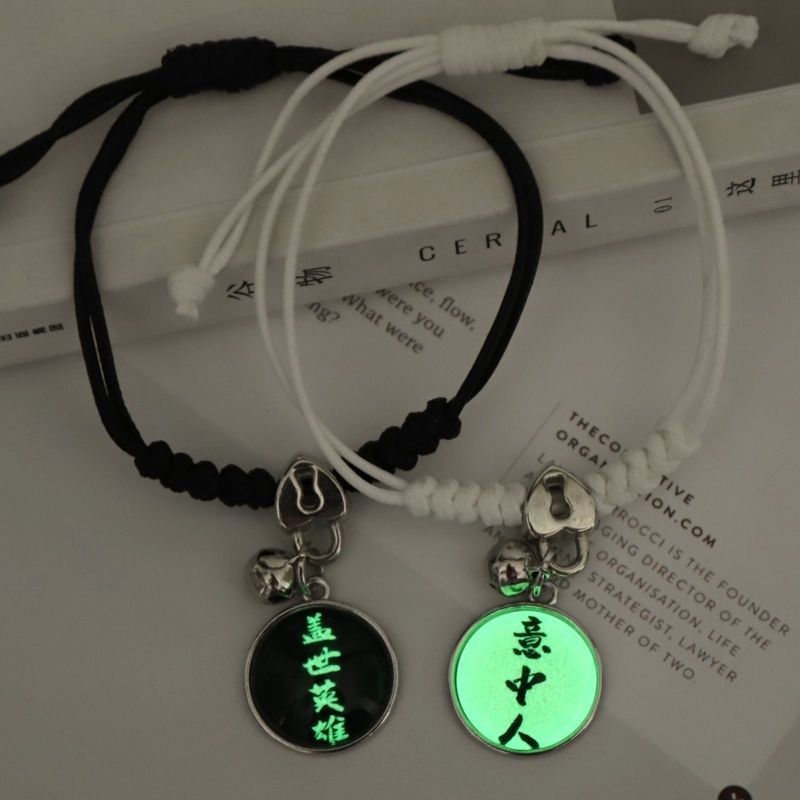 2023 Luminous Cat Star Moon Bracelet Couple Charm Handmade Adjustable Rope