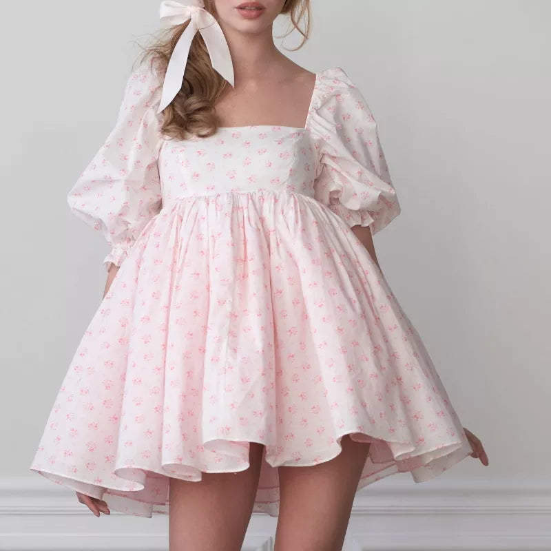 women's puff sleeve tulle princess dress Women's Puff Sleeve Tulle Princess Dress Solid Color Square Neck Mesh Fluffy Mini Dress Bubble Sleeve Party Dress (Pink, S) at Amazon Women's Clothing store
