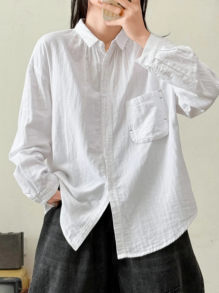 Amax luluE 2025 Shirts Spring Ladies Fashion Casual Loose Blouses Women Classic Luxury Long Sleeve Tops Elegant Cotton Clothes