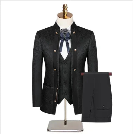 2025 New Wedding Host Performance Men's Suit Dress Three-piece Botanical Floral Pattern Blazer for Men with Pants and Vest