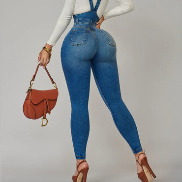 Waist Tightening and Hip Lifting Shoulder Strap Pants Slim Fitting Fashionable Jeans Ultra-low Price Comfortable Streetwear