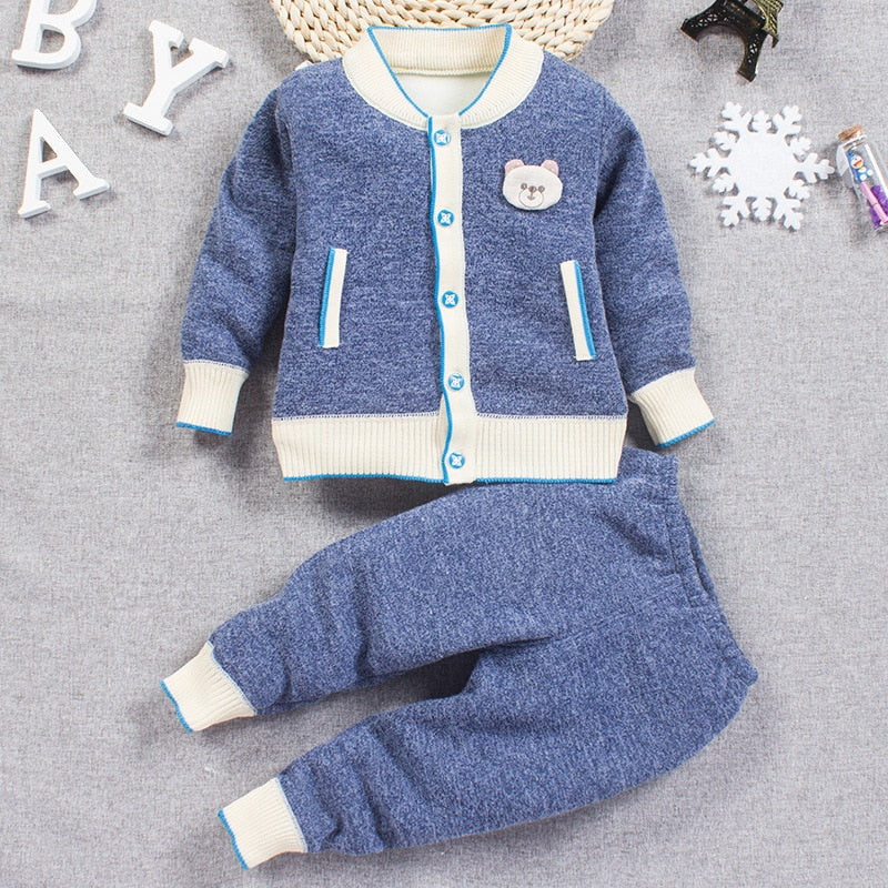 Baby Clothes Sets Boys Girls Cotton Outfit Knit Clothing Suit Kids Girls Knitted Jacket+Pants 2Pcs