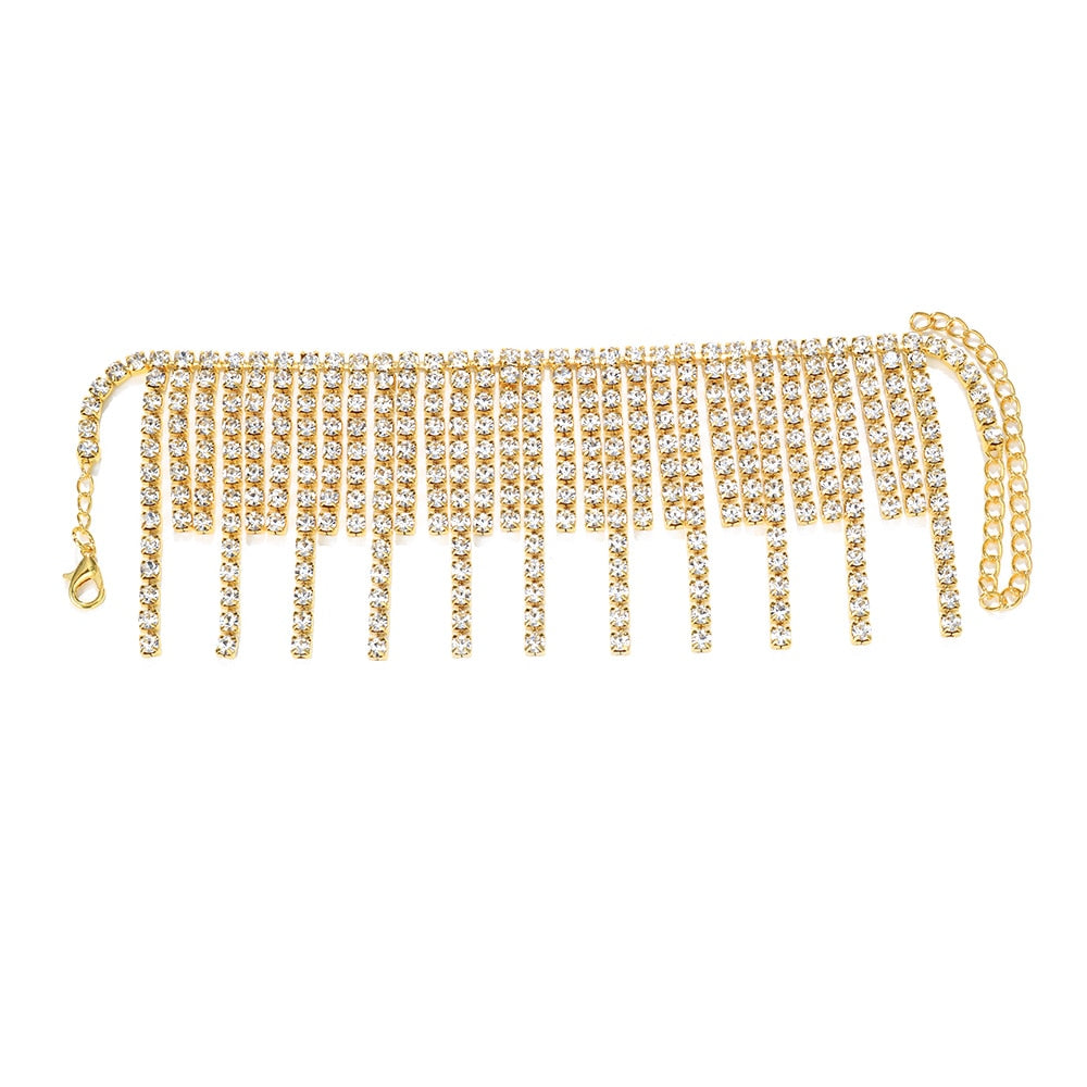 1PC Stonefans Full Rhinestone Tassel Adjustable Ankles Foot Chain Jewelry for Women Crystal Anklets