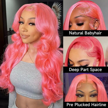 Pink 13x4 HD Lace Front Wig Body Wave Lace Front Wigs For Women 613 Colored Lace Frontal Blonde Human Remy Hair Wigs