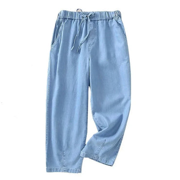 High waisted Jeans For women Summer 2025 New Elastic waisted Loose Washed harem Pants Female Thin Casual Denim Pants With pocket