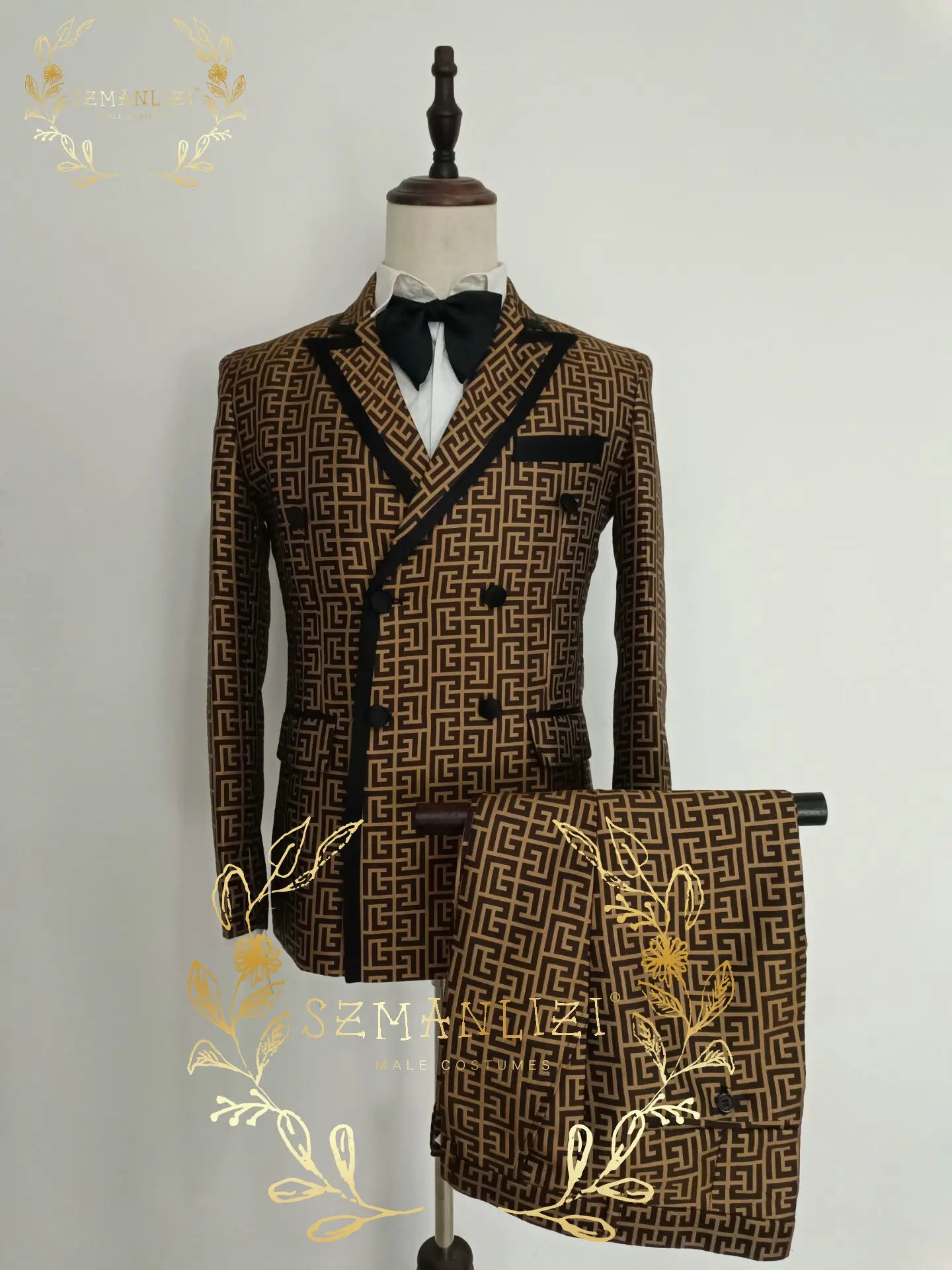 Fashionable Plaid Men's Suit 2 Piece Formal Party Suit for Male Wedding Groom Tuxedo Double Breasted Jacket Pants