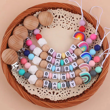 Rainbow Beech Clip Pacifier Chain Baby Silicone Pacifier Chain Baby Teether Pacifier Anti Drop Chain Baby Product