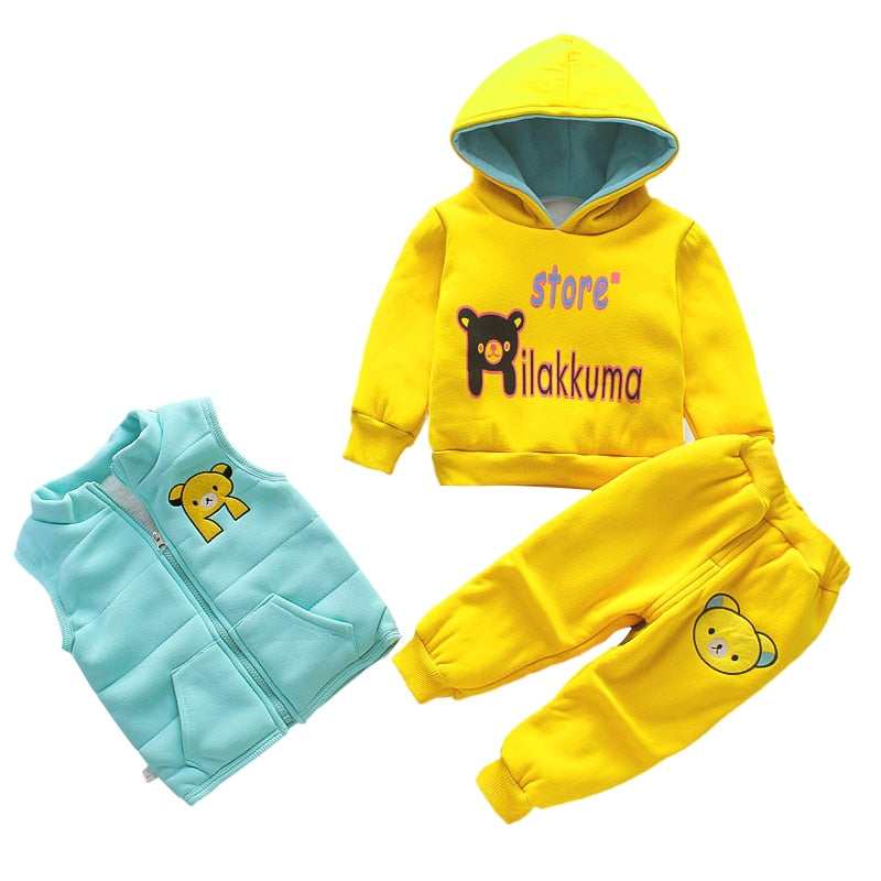 Fashion Baby Boys Clothes Autumn Winter Warm Baby Girls Clothes Kids 3pcs Outfits Suit Newborn Baby Clothes Infant Clothing Sets