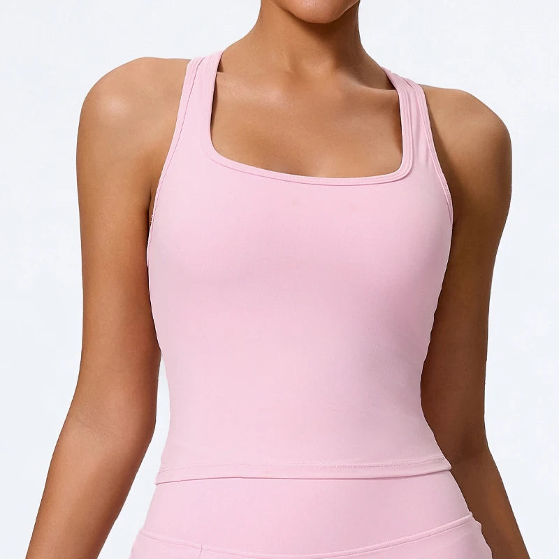 Hearuisavy Summer Shockproof Yoga Vest Running Gym Tank Top Women Fitness Quick-Dry Workout Vest Female Sports Sleeveless Top
