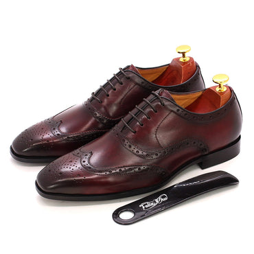 Size 6-13 Handmade Men's Wingtip Oxford Shoes Genuine Calfskin Leather Brogue Dress Shoes Classic Business Formal Shoes for Men