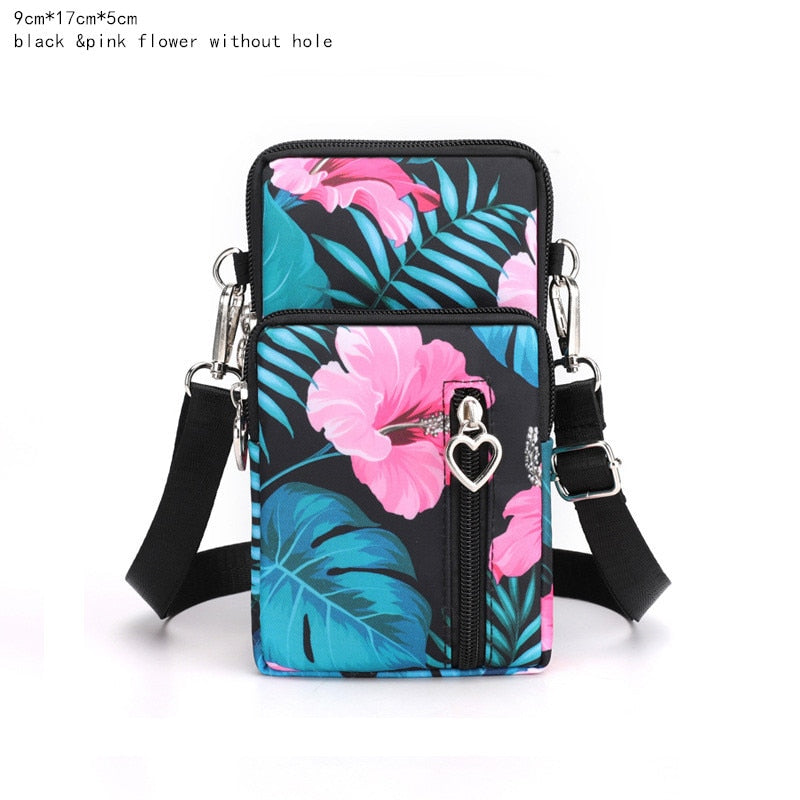 Women's Mini Shoulder Bag Oxford Waterproof Handbag Wrist Pouch Wallet Sports Cell Mobile Phone Bag Crossbody Bags for Girls