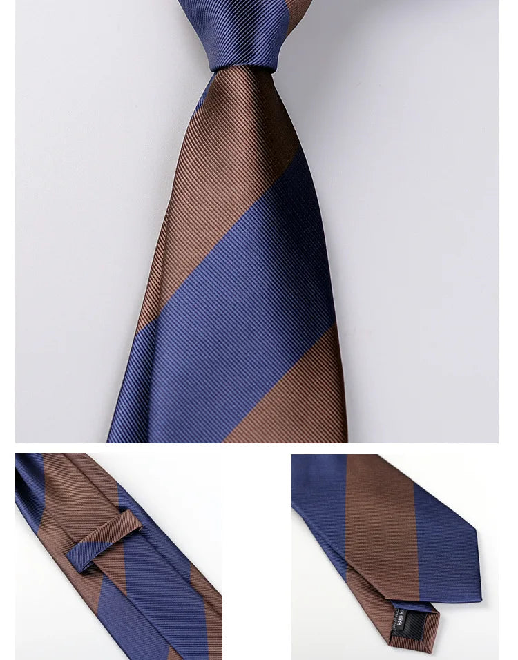 Men's Fashion Silk Tie 8cm Striped Novelty Necktie Blue Green Orange Color Ties For Men Floral Party Ties Wedding Business Gift