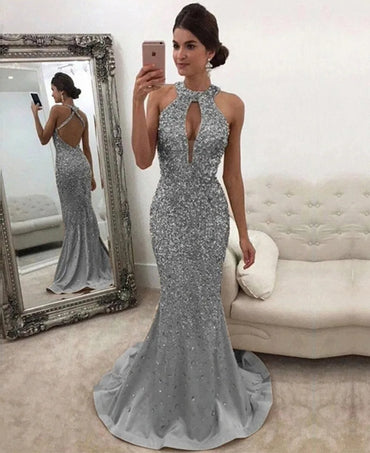 New Arrival Hot Sale Woman Dress Autumn Summer Women's Fashion Sequin Open Back Evening Party Wedding Dress