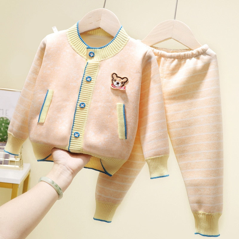 Baby Clothes Sets Boys Girls Cotton Outfit Knit Clothing Suit Kids Girls Knitted Jacket+Pants 2Pcs