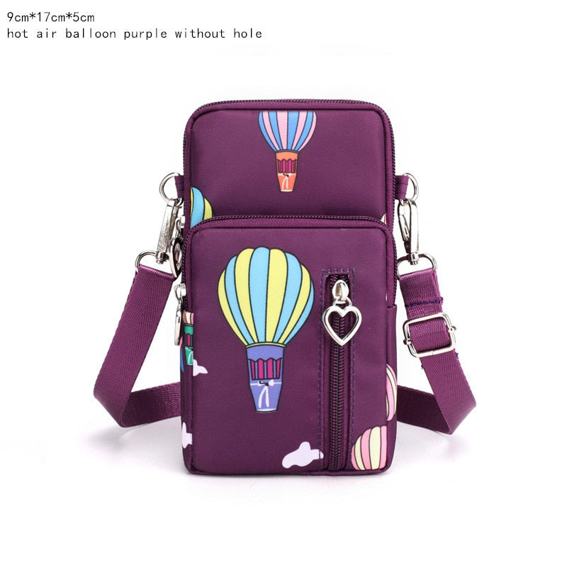Women's Mini Shoulder Bag Oxford Waterproof Handbag Wrist Pouch Wallet Sports Cell Mobile Phone Bag Crossbody Bags for Girls