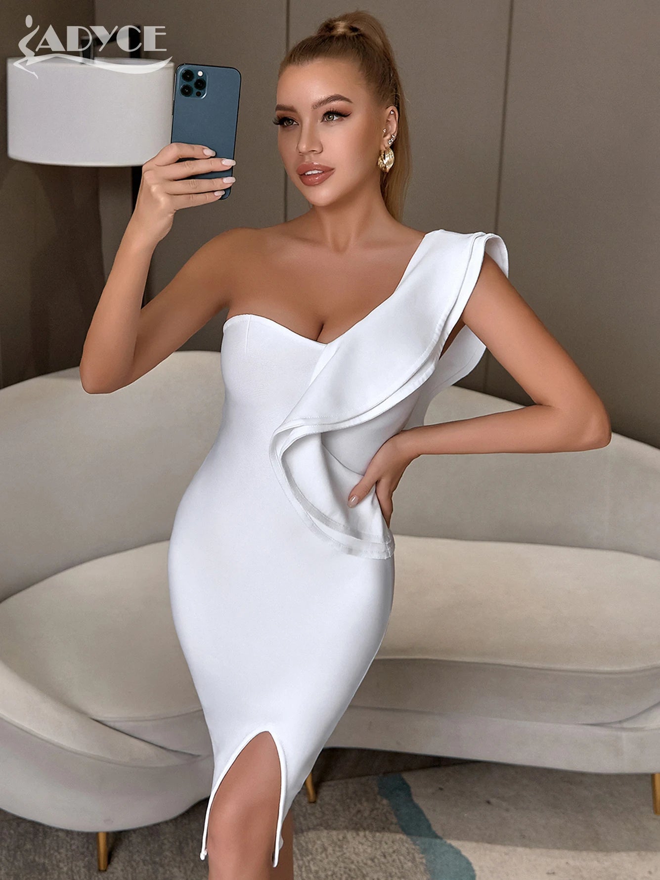 ADYCE 2023 New Summer Women Bandage Dress Sexy One Shoulder Ruffles Bo –  Mega Mart Center