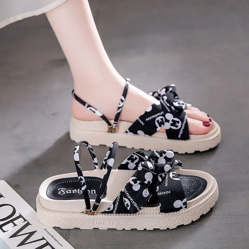 Sandals for Women Platform Strappy Orthopedic Summer New Comfortable Roman Sandals Woman Butterfly Flat-heeled Shoes Trend 2024
