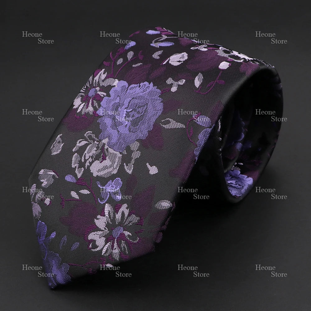 Novelty Men's Tie Floral Rose Constellation Designed Wave Lines Pattern Red Blue Green Neckties Fit Party Dinner Wedding Cravat