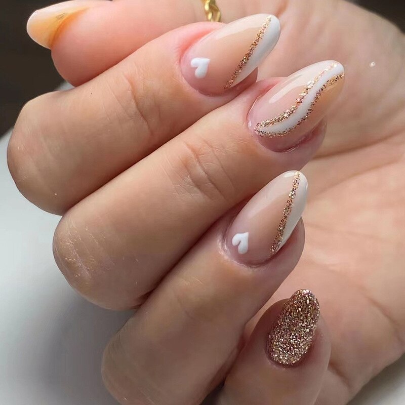 24pcs Strawberry Girl Long Ballet False Nails Art Removable Acrylic Press On Nail Tips