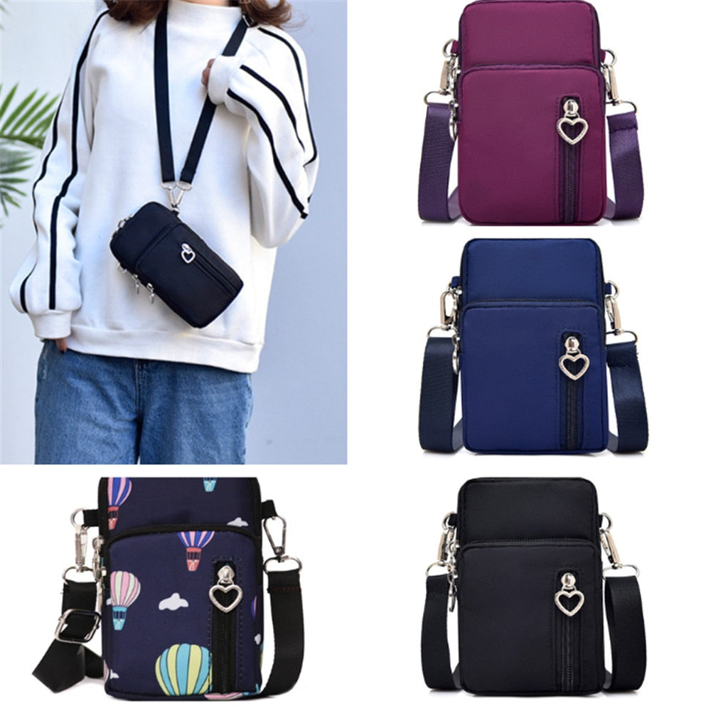Women's Mini Shoulder Bag Oxford Waterproof Handbag Wrist Pouch Wallet Sports Cell Mobile Phone Bag Crossbody Bags for Girls