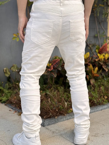 Fashionable Men's Jeans Cool and Stylish Hip Hop Style Casual Pants White Cotton Blended Fabric Breathable and Comfortable