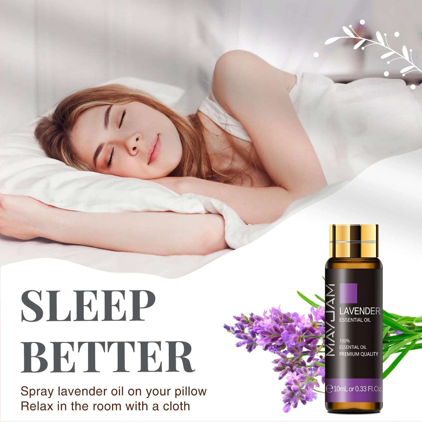 10ML Lavender Eucalyptus Pure Essential Oils Rose Lemon Jasmine Vanilla Mint Sandalwood Bergamot Tea Tree Diffuser Aroma Oil