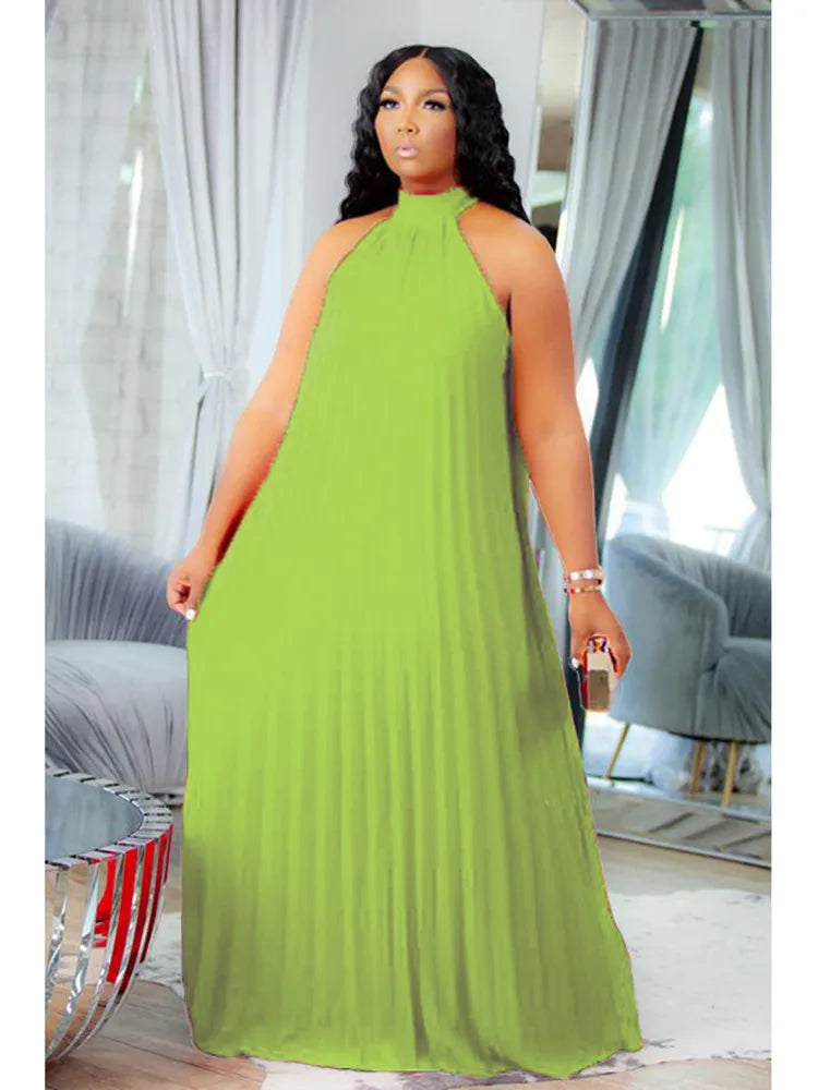 halter hollow dress Wmstar Plus Size Women Long Dress leeveless Bandage Halter Hollow Out – Mega Mart Center