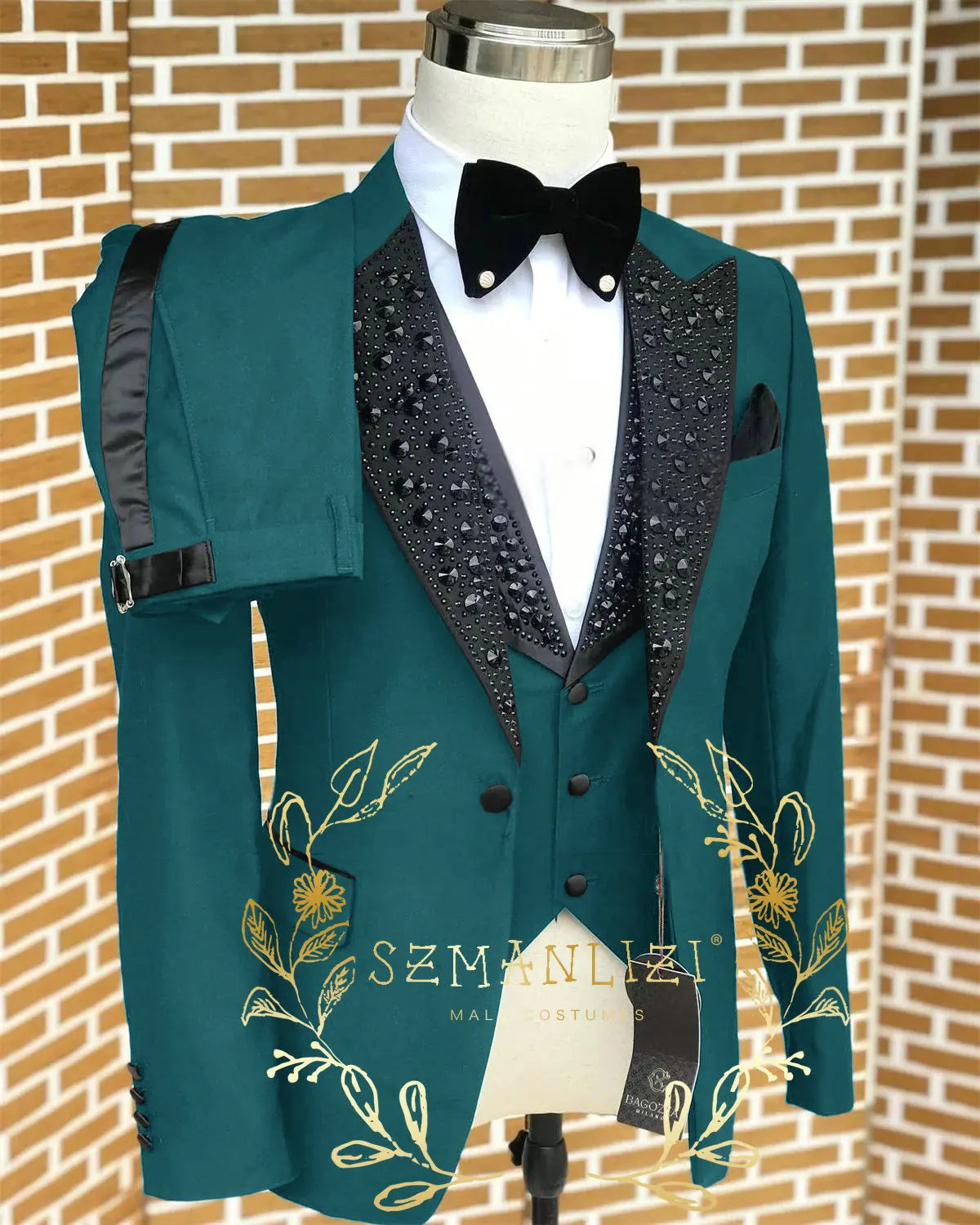 Black Men Suits Luxury Stone Crystal Tuxedos Bespoke Groom Wear 3 Pieces Business Male Prom Blazers Slim Fit Custome Homme