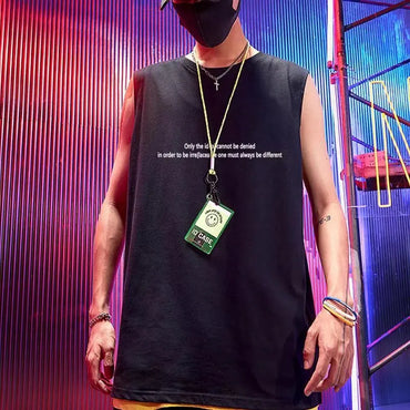 New Summer Men's Tank Tops Fashion Print Round Collar Sleeveless Vest Men Casual Men Clothing Fitness Loose Workout Tank Tops