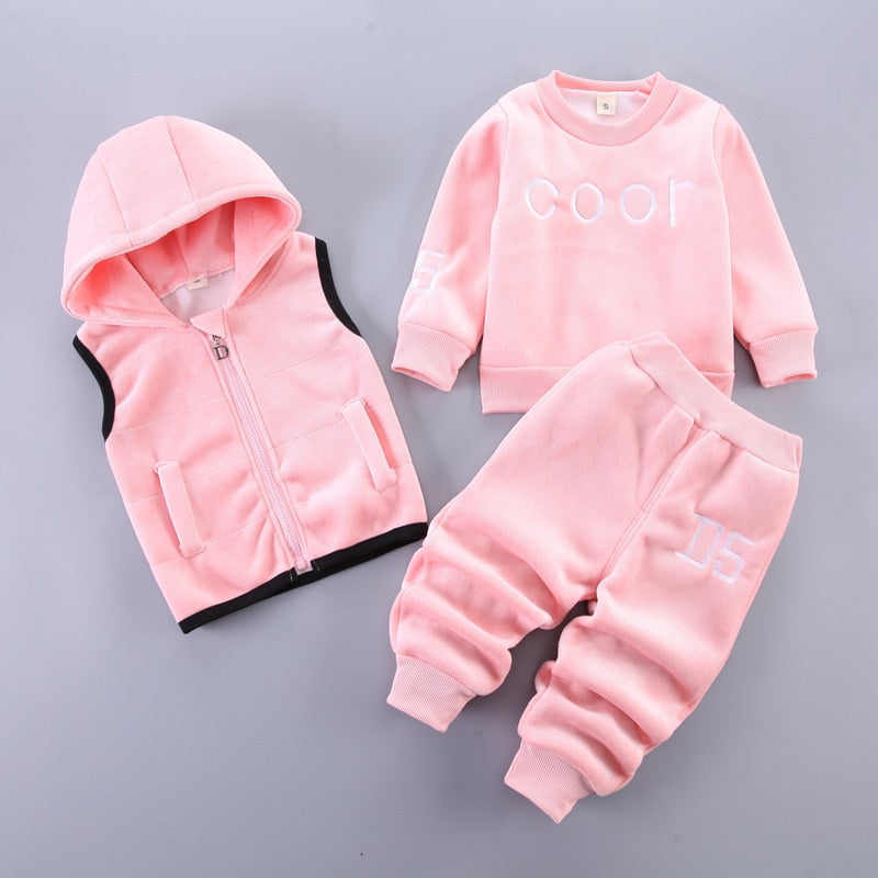 Fashion Baby Boys Clothes Autumn Winter Warm Baby Girls Clothes Kids 3pcs Outfits Suit Newborn Baby Clothes Infant Clothing Sets
