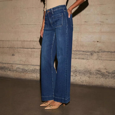 Women's New Europe and the United States High-Waisted Jeans Women's 2025 Spring Thin Wide-Leg Retro Temperament Straight Pants