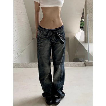 Women's Blue Y2k Baggy Jeans Harajuku Japanese 2000s Style Denim Trousers American Vintage Jean Pants 2025 Autumn Trashy Clothes