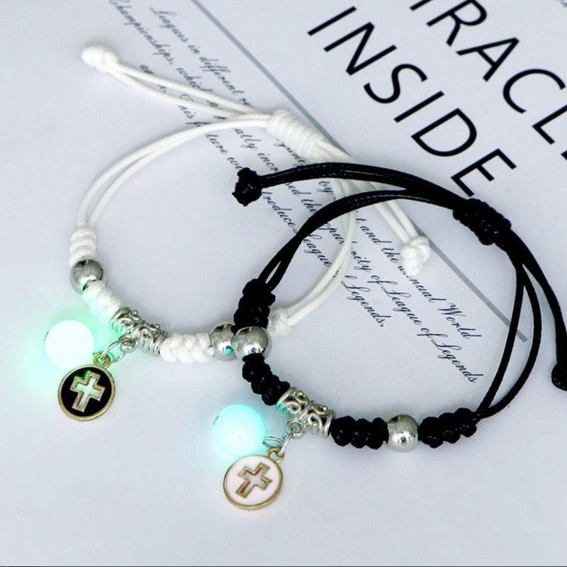 2023 Luminous Cat Star Moon Bracelet Couple Charm Handmade Adjustable Rope