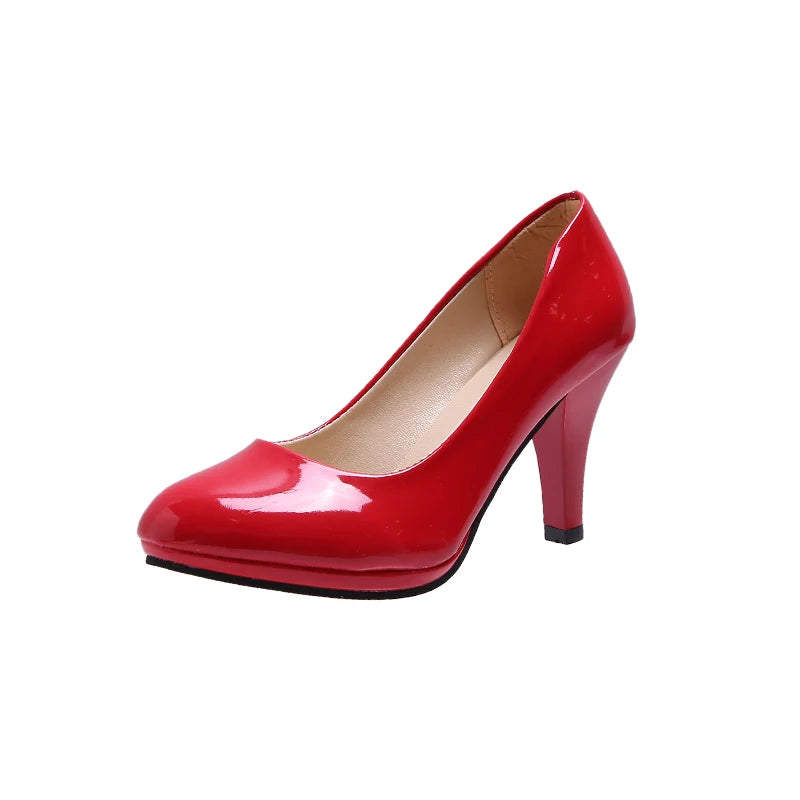 High Heels Shoes Women White Wedding Shoes Thick High Heels Fashion Party Pumps Footwear Black Red Big Size 34-42