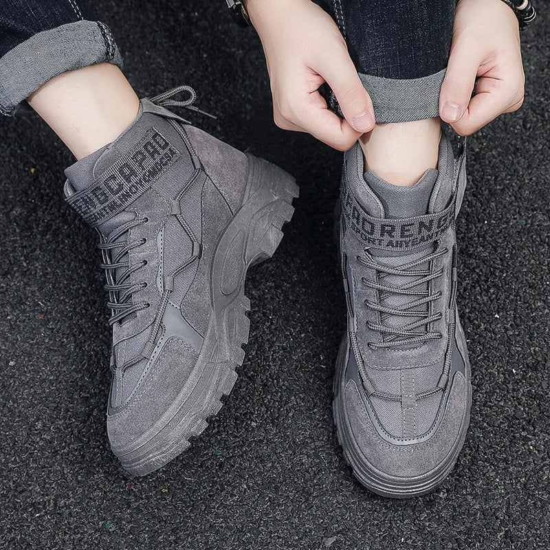 Tactical Boots Men Work & Safety Shoes Casual Sneakers Genuine Leather Men's Motorcycle Boots Mens Shoe Free Delivery Shoes High