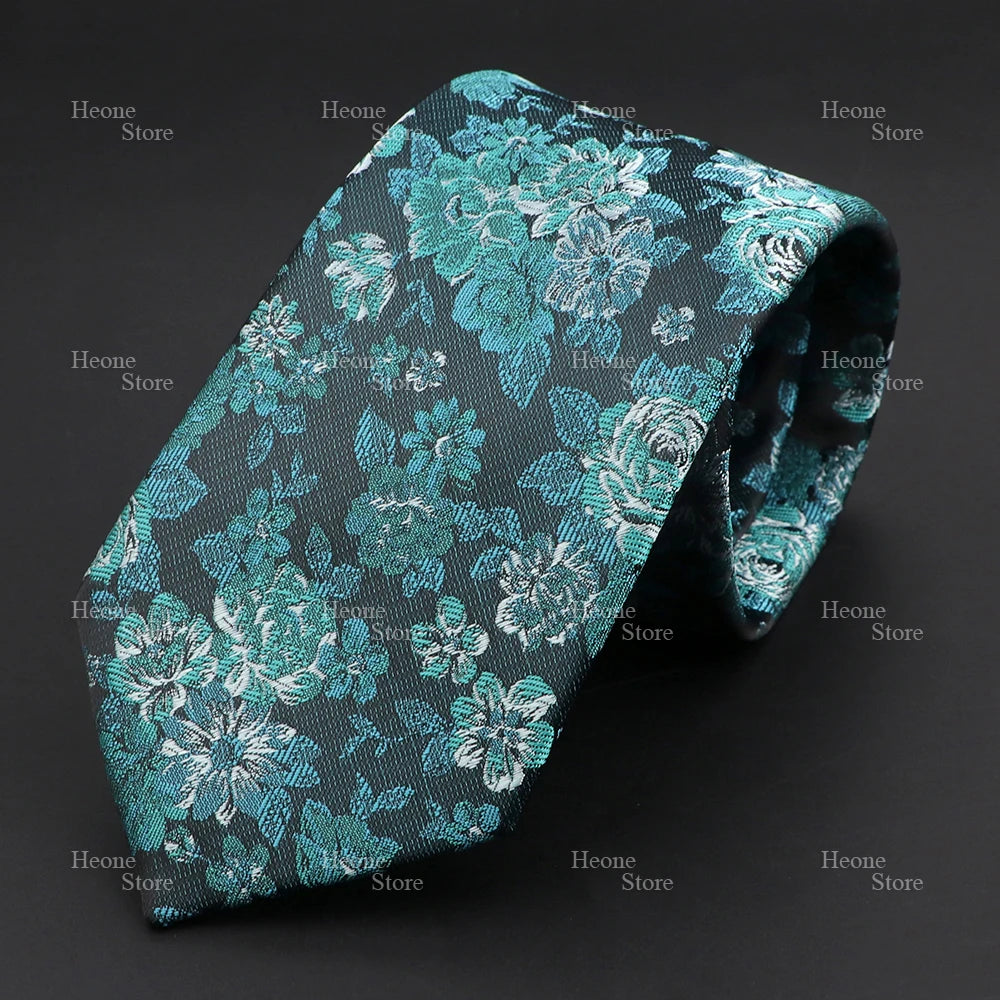 Novelty Men's Tie Floral Rose Constellation Designed Wave Lines Pattern Red Blue Green Neckties Fit Party Dinner Wedding Cravat