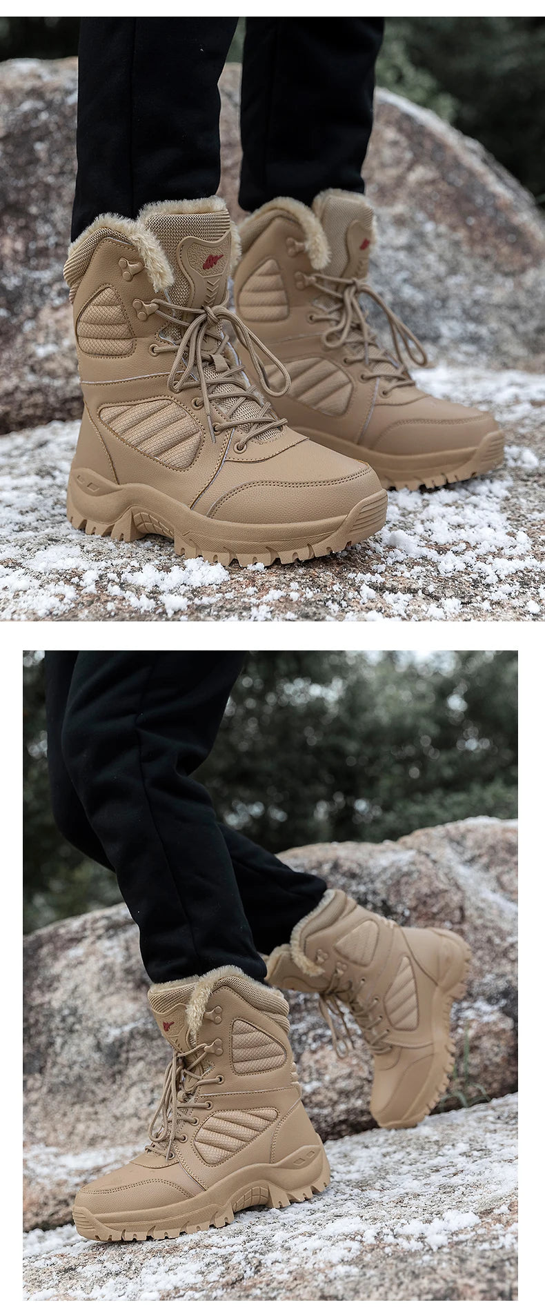 Winter Boot Men's High-top Waterproof Ankle Boots Men Thick Plus Warm Large Size Snow Hiking Boots Outdoor Cotton Shoes Sneakers