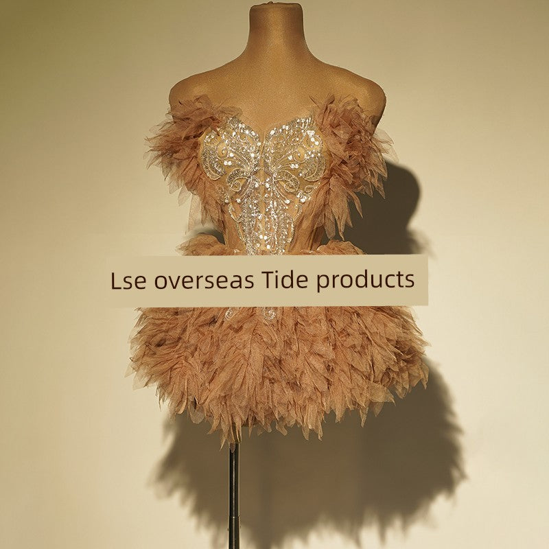 Summer New Performance Dress Nightclub Club Temperament Slim dress Music Festival Model Catwalk Banquet Party Watch