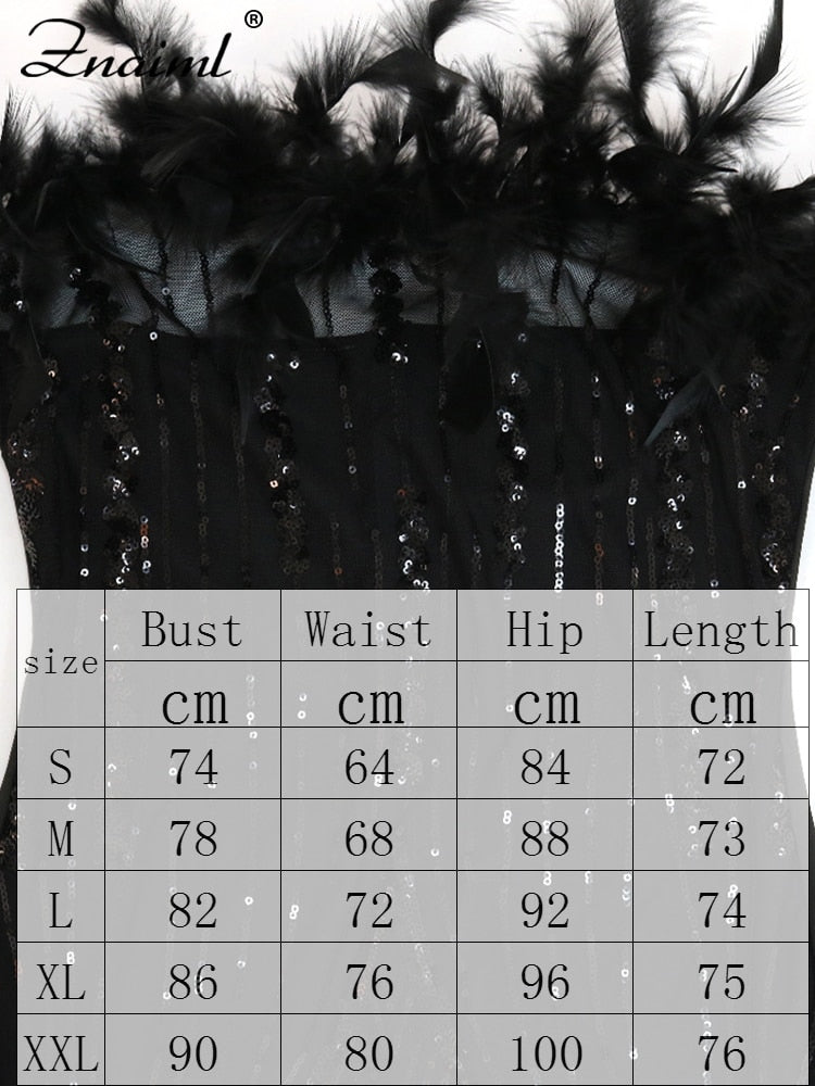 Women Sexy Club Party Night Feather Strapless Birthday Dresses Elegant Backless Mesh