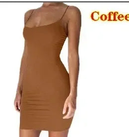 Sexy Spaghetti Strap Mini Dress 2024 Summer Women Bodycon Club Party Dresses Female Camisole Solid Black White Sheath Sundress